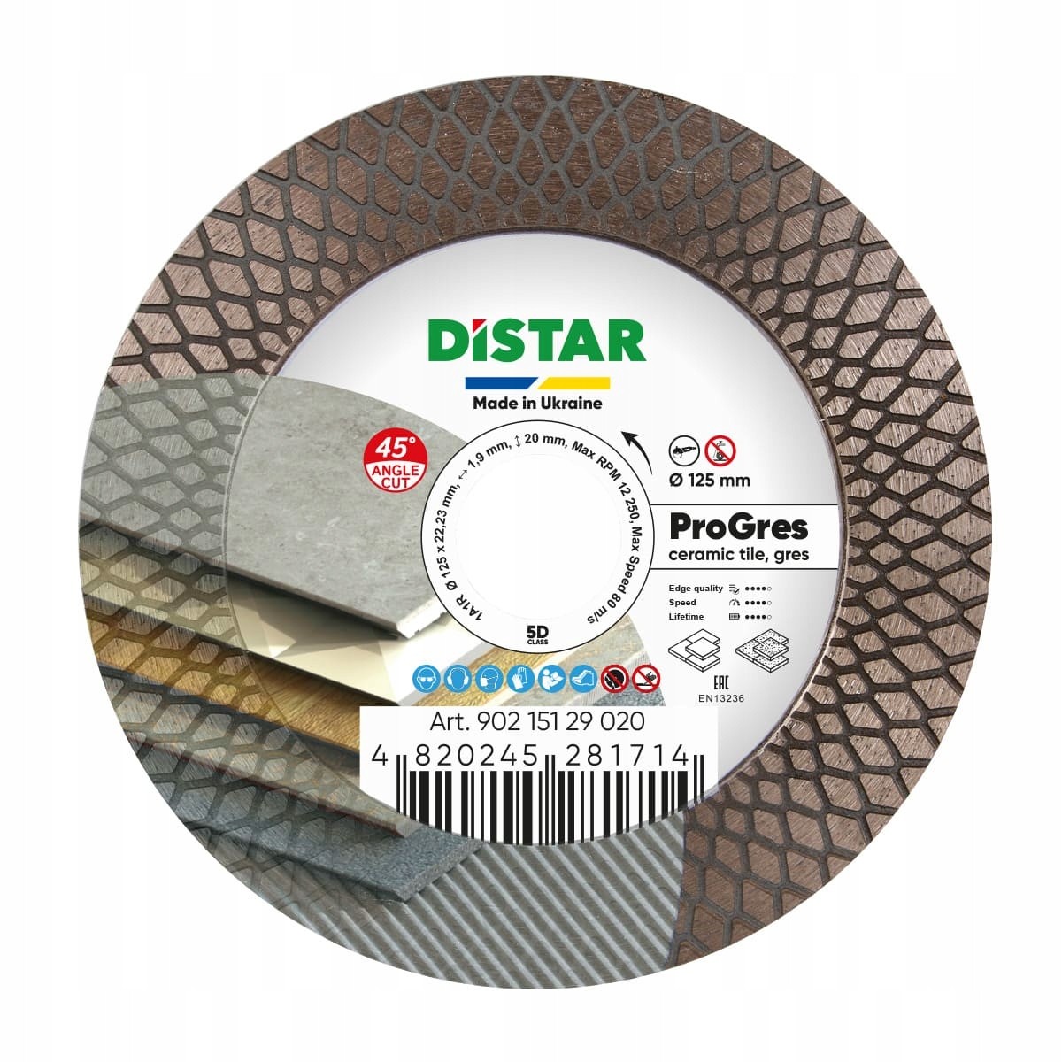 DISTAR PRO GRES REZNÝ KOTÚČ 45 stupňov 125 mm rezanie a brúsenie
